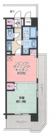 勝浦市部原、マンションの間取り画像です