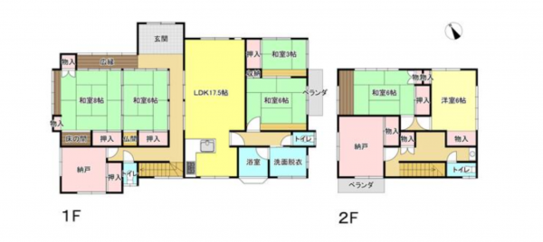 いすみ市大原、中古一戸建ての間取り画像です