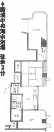 勝浦市墨名、マンションの間取り画像です