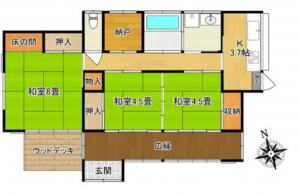 勝浦市新戸、中古一戸建ての間取り画像です