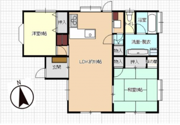 勝浦市松野、中古一戸建ての間取り画像です