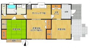 勝浦市出水、中古一戸建ての間取り画像です