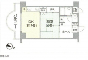勝浦市興津、マンションの間取り画像です