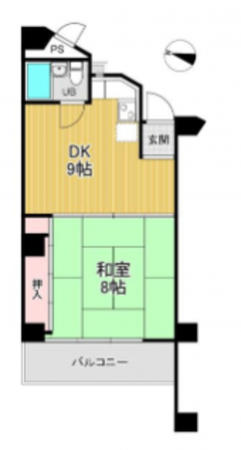 勝浦市墨名、マンションの間取り画像です