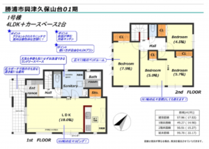 勝浦市興津久保山台、新築一戸建ての間取り画像です