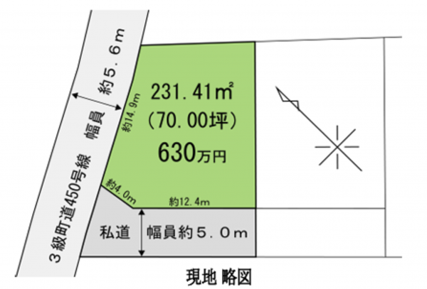 長生郡睦沢町上市場、土地の間取り画像です