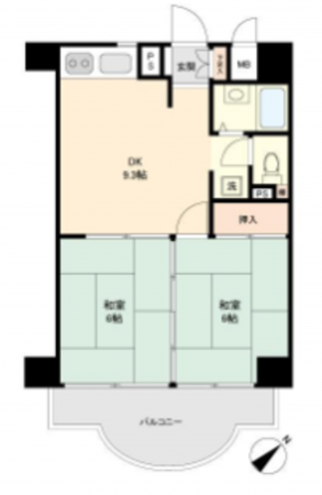 勝浦市興津、マンションの間取り画像です