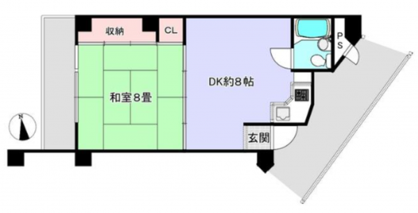 勝浦市墨名、マンションの間取り画像です