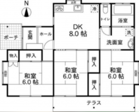 いすみ市山田、中古一戸建ての間取り画像です