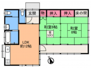 いすみ市日在、中古一戸建ての間取り画像です