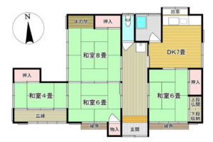 勝浦市吉尾、中古一戸建ての間取り画像です