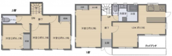 いすみ市大原台、中古一戸建ての間取り画像です