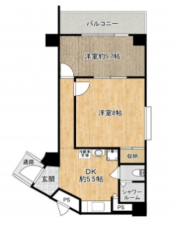 勝浦市墨名、マンションの間取り画像です