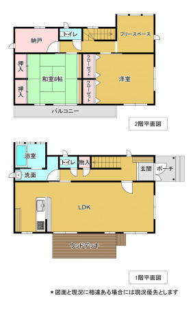 夷隅郡御宿町御宿台、中古一戸建ての間取り画像です
