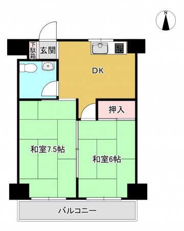 夷隅郡御宿町浜、マンションの間取り画像です