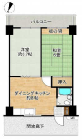 勝浦市沢倉、マンションの間取り画像です