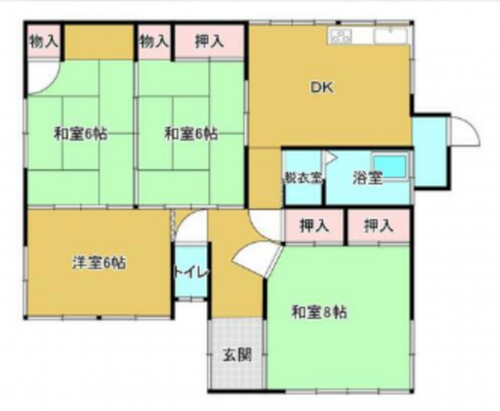 夷隅郡御宿町須賀、中古一戸建ての間取り画像です