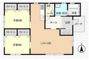 いすみ市苅谷、新築一戸建ての間取り画像です