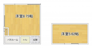 勝浦市中倉、中古一戸建ての間取り画像です