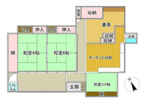 勝浦市川津、中古一戸建ての間取り画像です