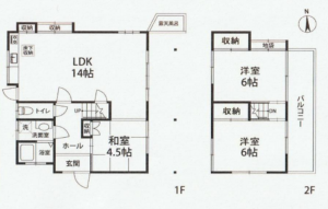 いすみ市岩船、中古一戸建ての間取り画像です