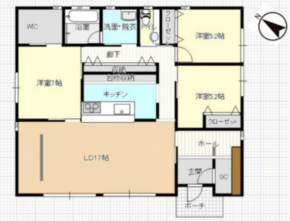 いすみ市岬町、新築一戸建ての間取り画像です