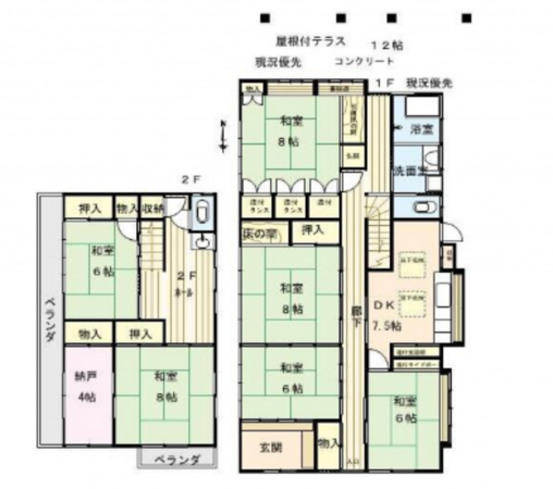 夷隅郡大多喜町中野、中古一戸建ての間取り画像です