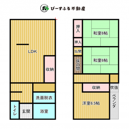 貝塚市津田南町、中古一戸建ての間取り画像です