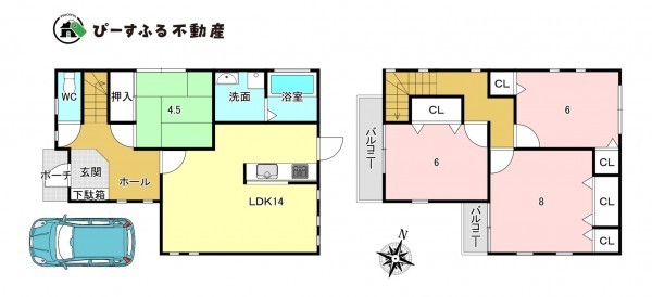 貝塚市王子、中古一戸建ての間取り画像です
