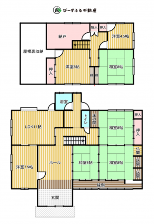 貝塚市新井、中古一戸建ての間取り画像です