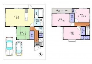貝塚市新井、中古一戸建ての間取り画像です