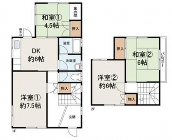 貝塚市清児、中古一戸建ての間取り画像です