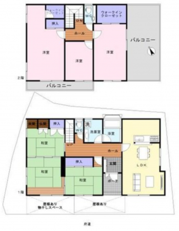 貝塚市蕎原、中古一戸建ての間取り画像です
