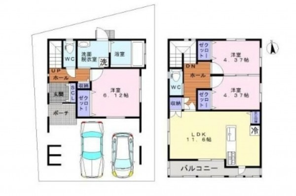 貝塚市脇浜、中古一戸建ての間取り画像です