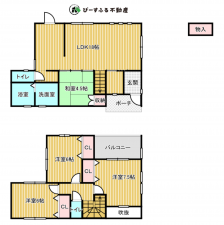 貝塚市木積、中古一戸建ての間取り画像です