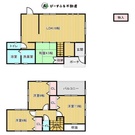貝塚市木積、中古一戸建ての間取り画像です