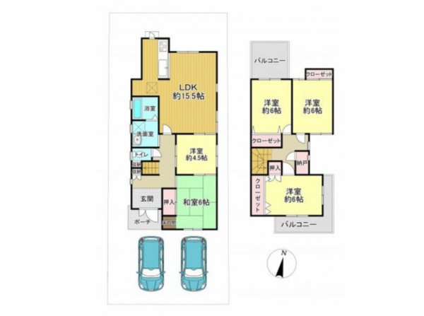 貝塚市脇浜、中古一戸建ての間取り画像です