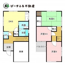 貝塚市王子、中古一戸建ての間取り画像です