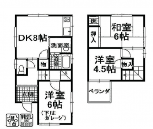 貝塚市王子、中古一戸建ての間取り画像です