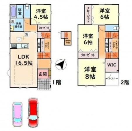 貝塚市東山、新築一戸建ての間取り画像です