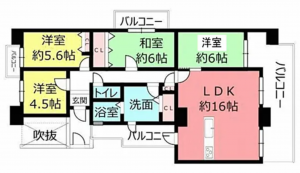 貝塚市二色、マンションの間取り画像です