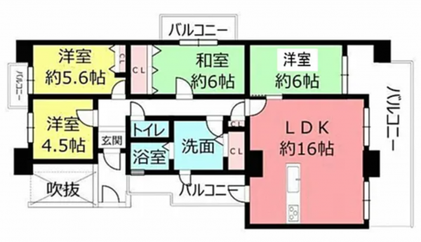 貝塚市二色、マンションの間取り画像です
