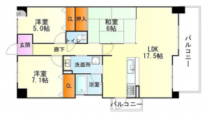 貝塚市清児、マンションの間取り画像です