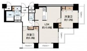 貝塚市二色、マンションの間取り画像です