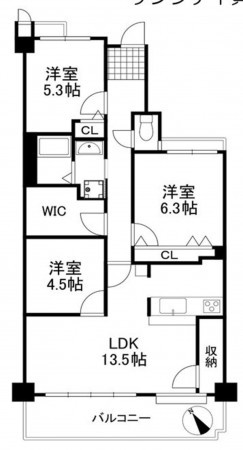 貝塚市清児、マンションの間取り画像です