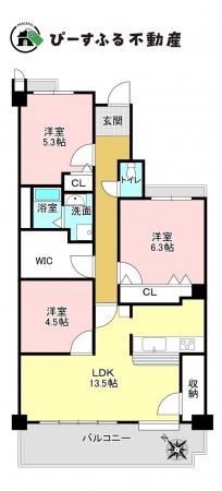 貝塚市清児、マンションの間取り画像です