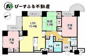 貝塚市二色、マンションの間取り画像です