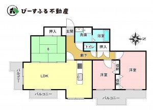 貝塚市二色、マンションの間取り画像です