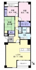貝塚市二色、マンションの間取り画像です