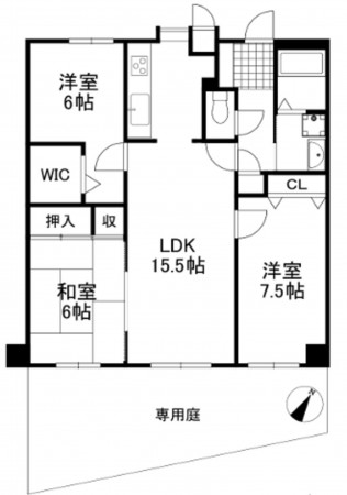 貝塚市加治、マンションの間取り画像です
